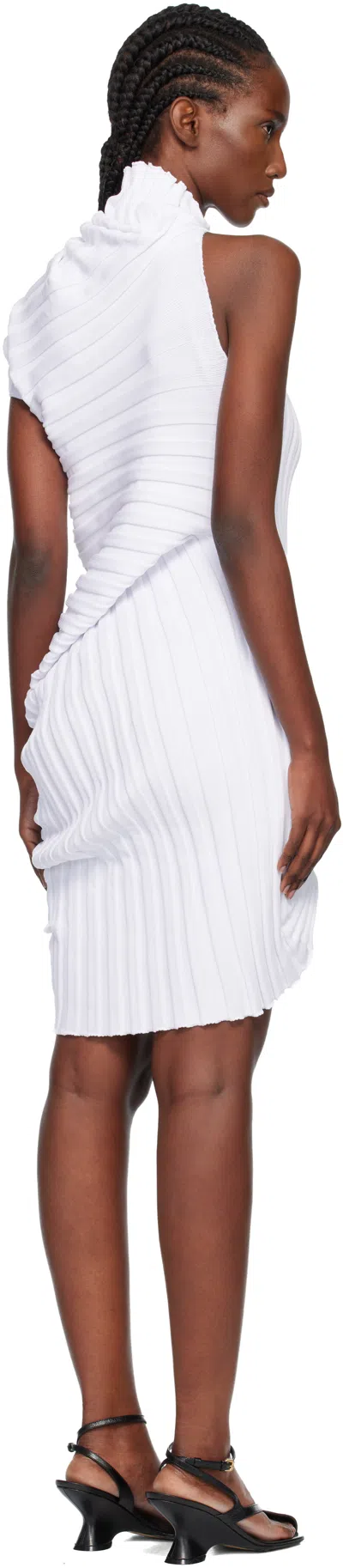 Issey Miyake White Knit 'as It Is' Minidress In White