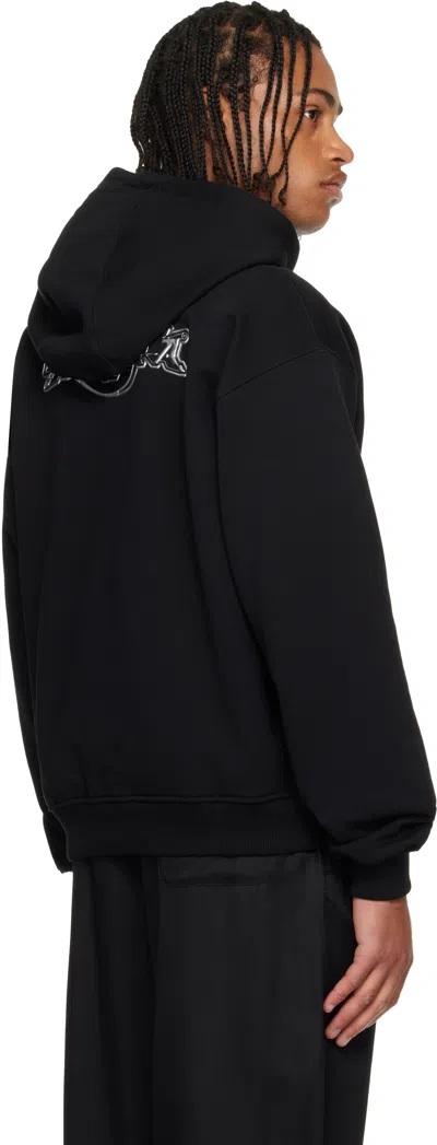 Casablanca Black 'casa' Chrome Full Zip Hoodie In Black