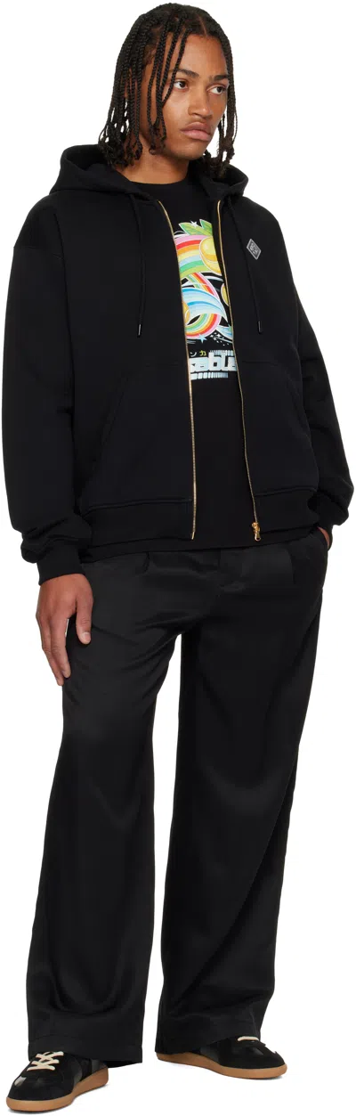 Casablanca Black 'casa' Chrome Full Zip Hoodie In Black