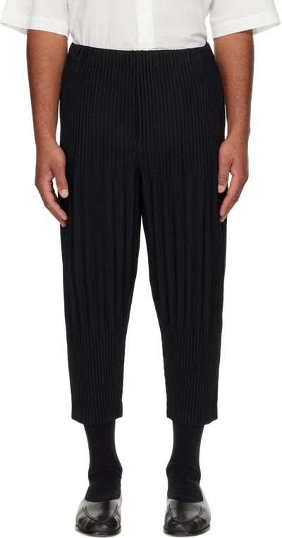 Issey Miyake Cropped Pleated Jogger Pants With Textured Finish In Black