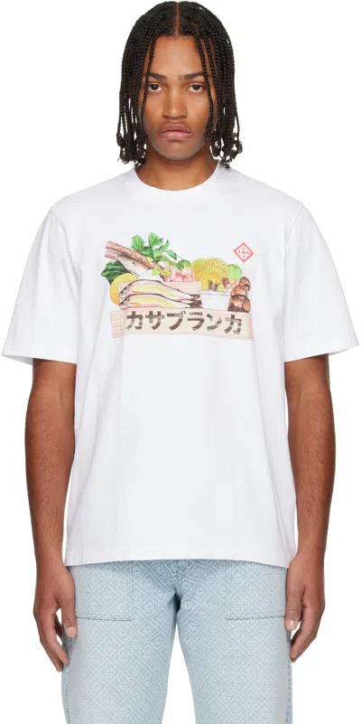 Casablanca White Cotton Short-sleeved T-shirt With Graphic Print In White