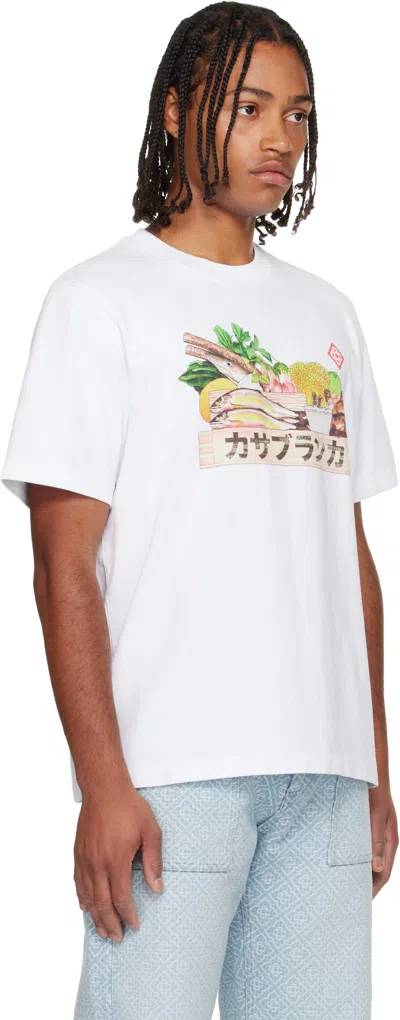 Casablanca White Cotton Short-sleeved T-shirt With Graphic Print In White