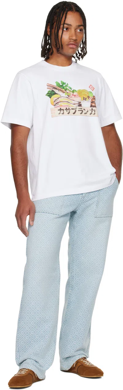 Casablanca White Cotton Short-sleeved T-shirt With Graphic Print In White