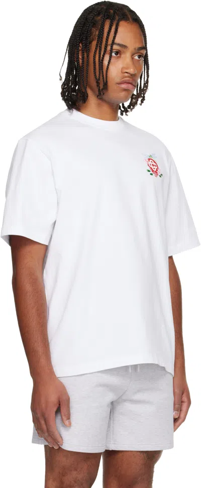 Casablanca Oversized T-shirt With Dragonfly Floral Print In White