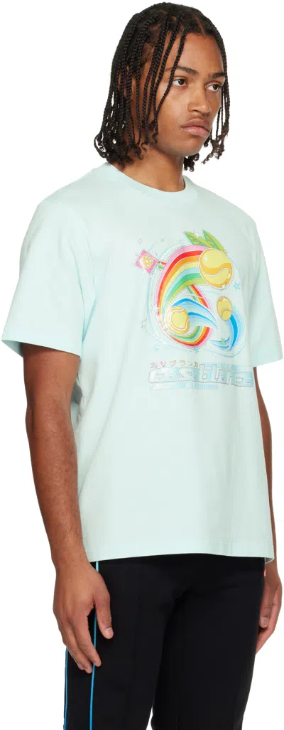 Casablanca T-shirt In Cotone Azzurro Pastello Uomo In Green