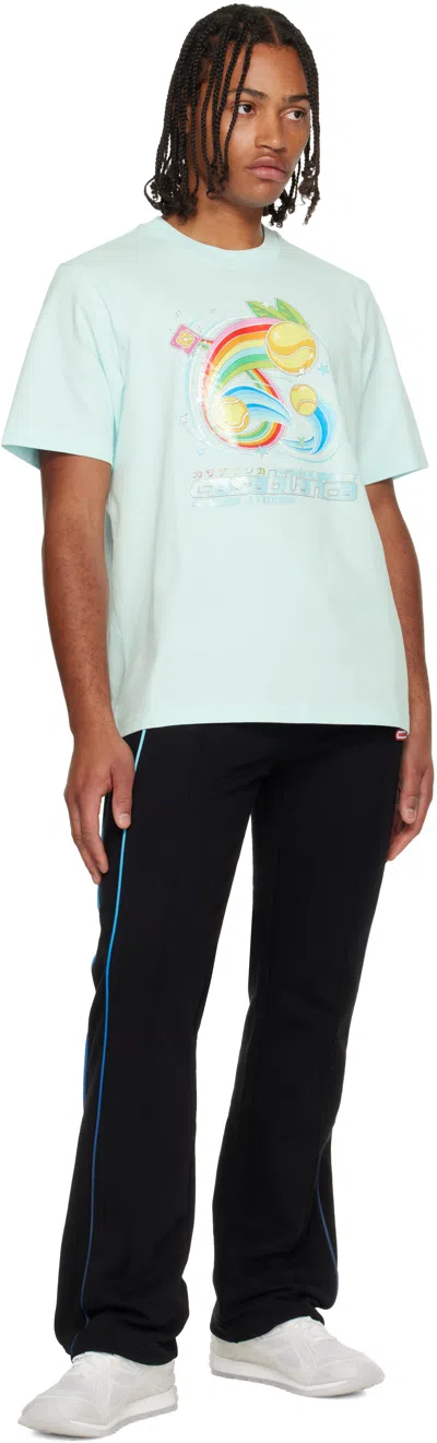 Casablanca T-shirt In Cotone Azzurro Pastello Uomo In Green