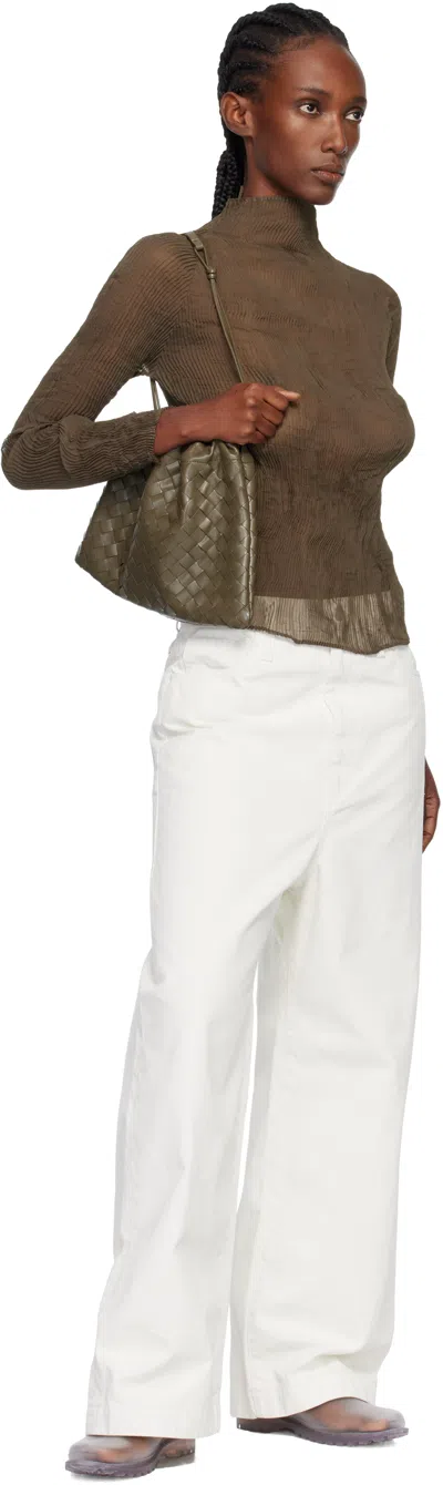 Issey Miyake Khaki Chiffon Twist Top In Brown