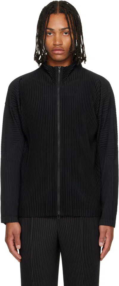 Issey Miyake Black Basics Zipup Cardigan July Jacket In Black