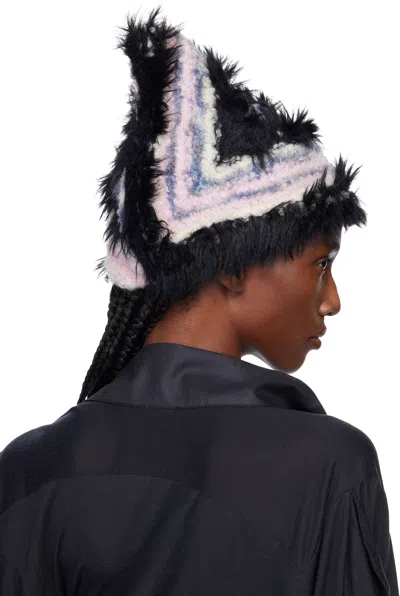 Kiko Kostadinov Multicolor Chevron Knit Beanie In Black
