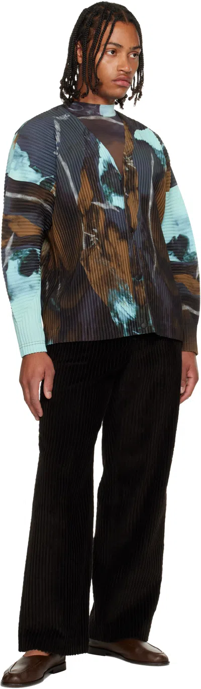 Issey Miyake Long Sleeve Abstract Pattern Pleated Jacket In Animal Print