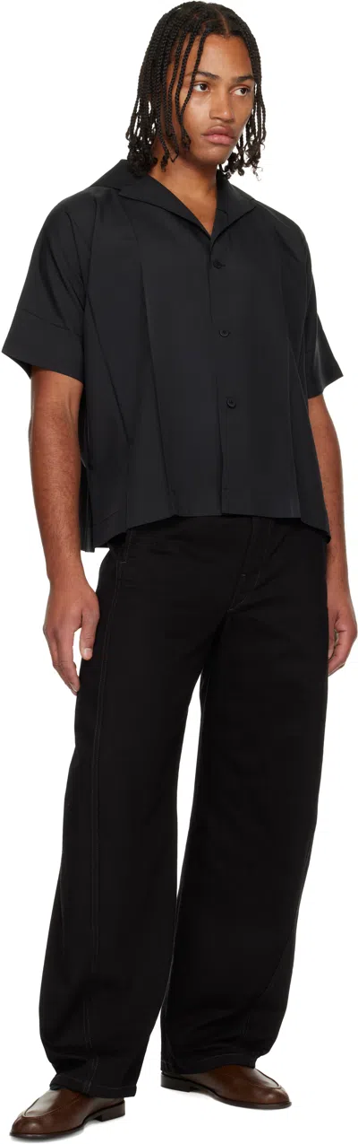 132 5. Issey Miyake Black Flat Shirt In Black