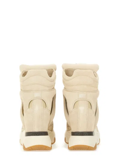 Isabel Marant Balskee Leather And Suede High-top Wedge Sneakers In Nude