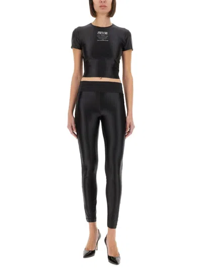 Versace Jeans Couture "tape" Leggings In Black