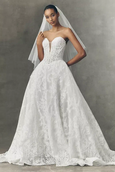 Pronovias Anthropologie Weddings X  Kareny Basque-waist Wedding Gown In White