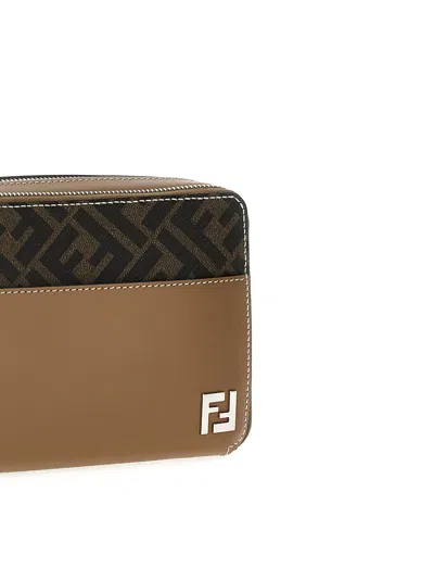 Fendi Camera Case Organizer Squared Ff Crossbody Bags Multicolor In Brown