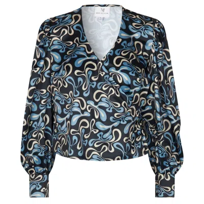 Mary Dickow Women's Black / Blue / Grey Helene Blouse In Multi