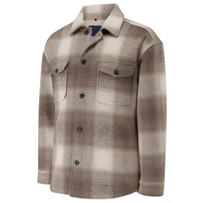 Guards London Men's Neutrals Welsh Check Wool Overshirt - Stone In Brown