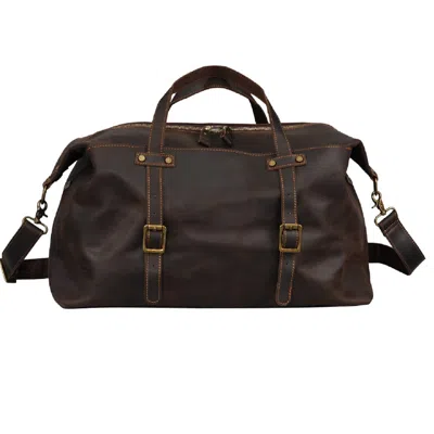 Touri Brown Large Leather Weekender In Brown
