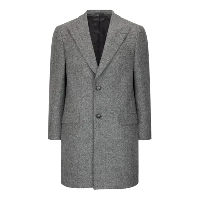 Triona Men's Grey Herringbone Andrew Irish Tweed Coat In Gray