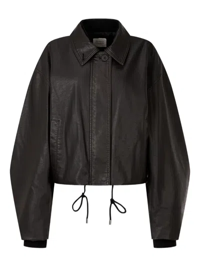 Studio Tomboy Faux Leather Jacket In Black
