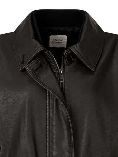 Studio Tomboy Faux Leather Jacket In Black