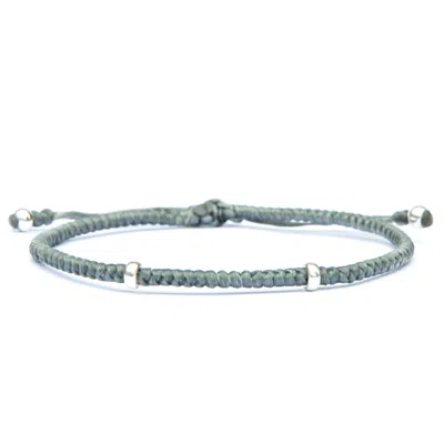 Harbour Uk Bracelets Minimalist Mens Grey Rope Bracelet With Sterling Silver - Equilibrium In Gray