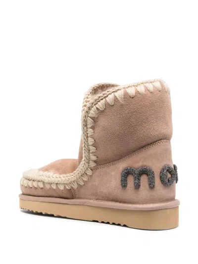 Mou Eskimo 18 Bounce Tan Sheepskin Ankle Boots In Brown
