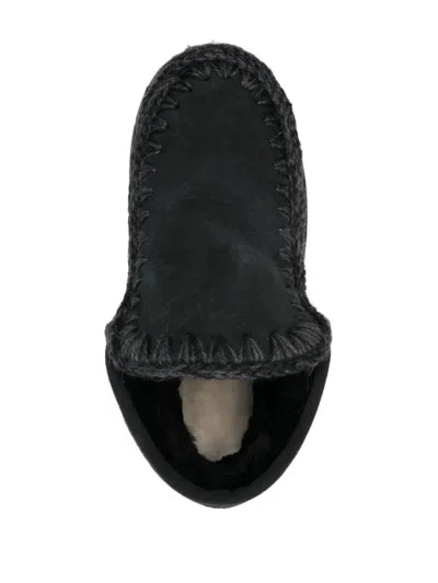 Mou Moccasin-inspired Ankle Boots With Whipstitch Detailing In Black