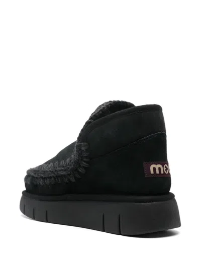 Mou Moccasin-inspired Ankle Boots With Whipstitch Detailing In Black