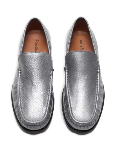 Acne Studios Leather Loafers In Gray
