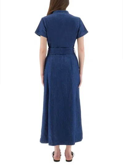 Apc A.p.c. "annelie" Dress In Blue