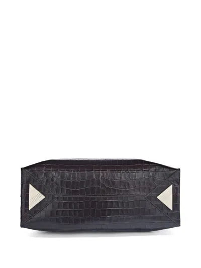 Attico La Passegiata Medium Asymmetric Croc-effect Leather Tote In Black