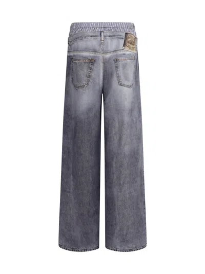 Acne Studios Women Denim Print Pants In Gray