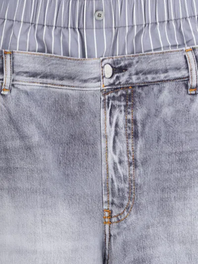 Acne Studios Women Denim Print Pants In Gray