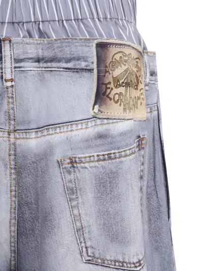 Acne Studios Women Denim Print Pants In Gray