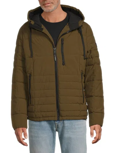 Andrew Marc Men's Fitzroy Hooded Quilted Puffer Jacket In Green