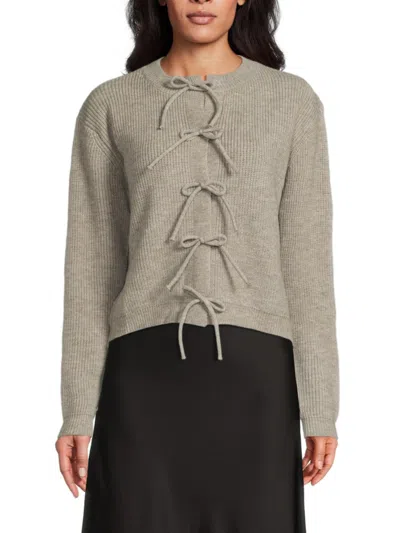 Lea & Viola Women's Bow-tie Front Sweater In Gray