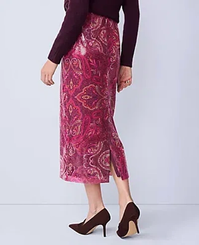 Ann Taylor Petite Sequin Paisley Column Midi Skirt In Brown