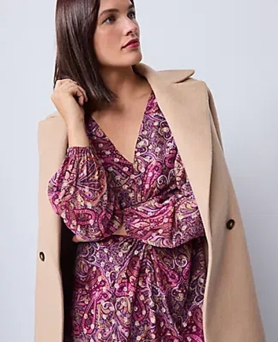 Ann Taylor Draped Paisley Midi Dress In Purple