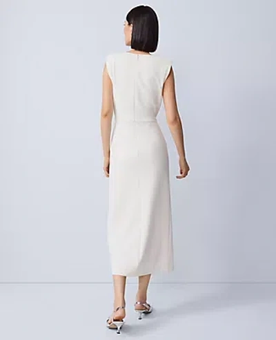 Ann Taylor Crew Neck Twist Sheath Dress In White