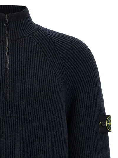 Stone Island Ribbed Cardigan Sweaters And Cardigans Blue In Blue