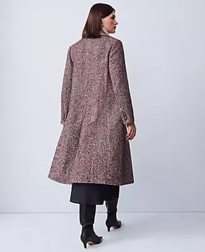 Ann Taylor Petite Herringbone Double Breasted Long Coat In Gray