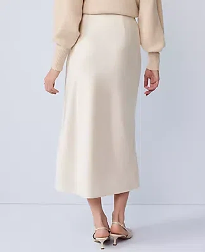 Ann Taylor Petite Satin Bias Slip Skirt In White