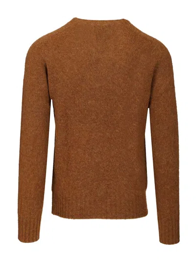 Howlin' Shetland Wool Crew Neck Knitwear Brown In Brown