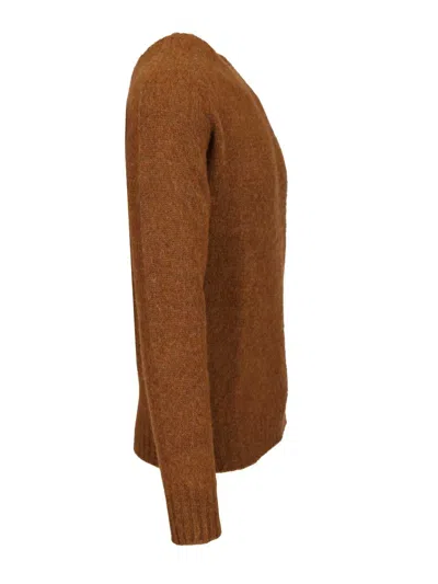 Howlin' Shetland Wool Crew Neck Knitwear Brown In Brown