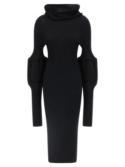 Issey Miyake Thin And Thick Knit Dresses Black In Black