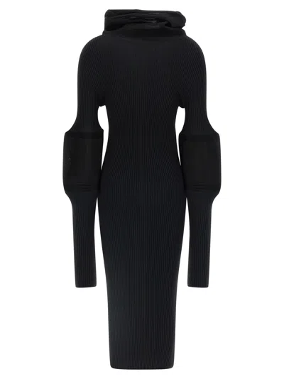 Issey Miyake Thin And Thick Knit Dresses Black In Black