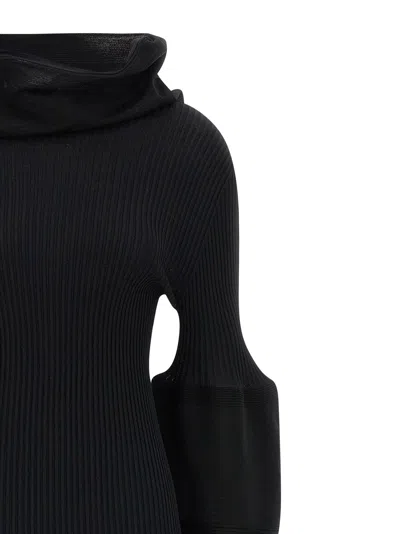 Issey Miyake Thin And Thick Knit Dresses Black In Black