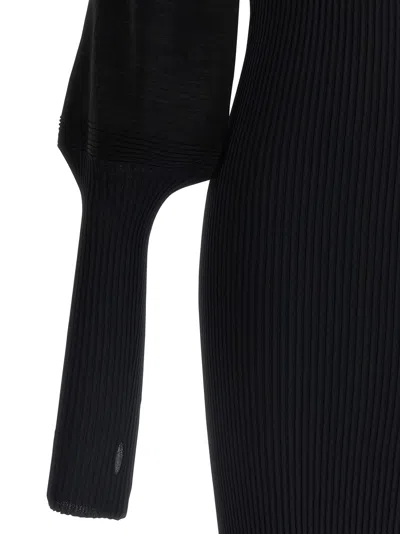 Issey Miyake Thin And Thick Knit Dresses Black In Black