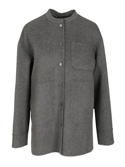 Max Mara Wool Shirt Jacket Jackets Grey In Green